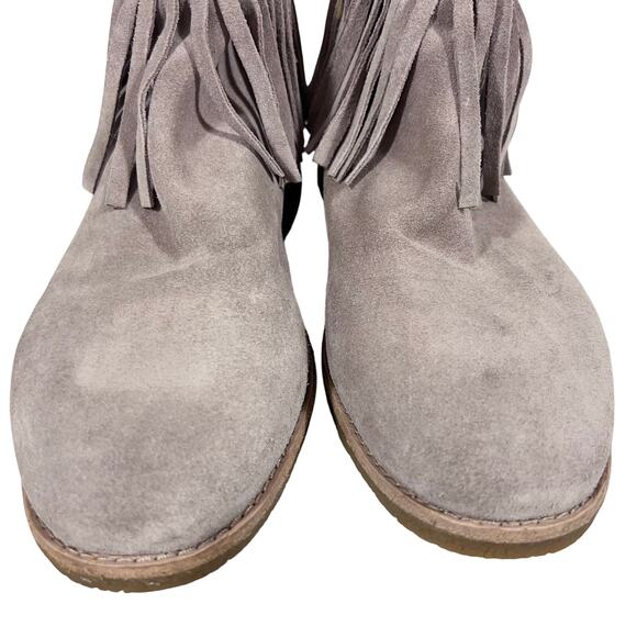 Kate Spade Betsie Suede Fringe Ankle Boots 10.5 M Gray Boho Folk Western Used - Picture 7 of 11